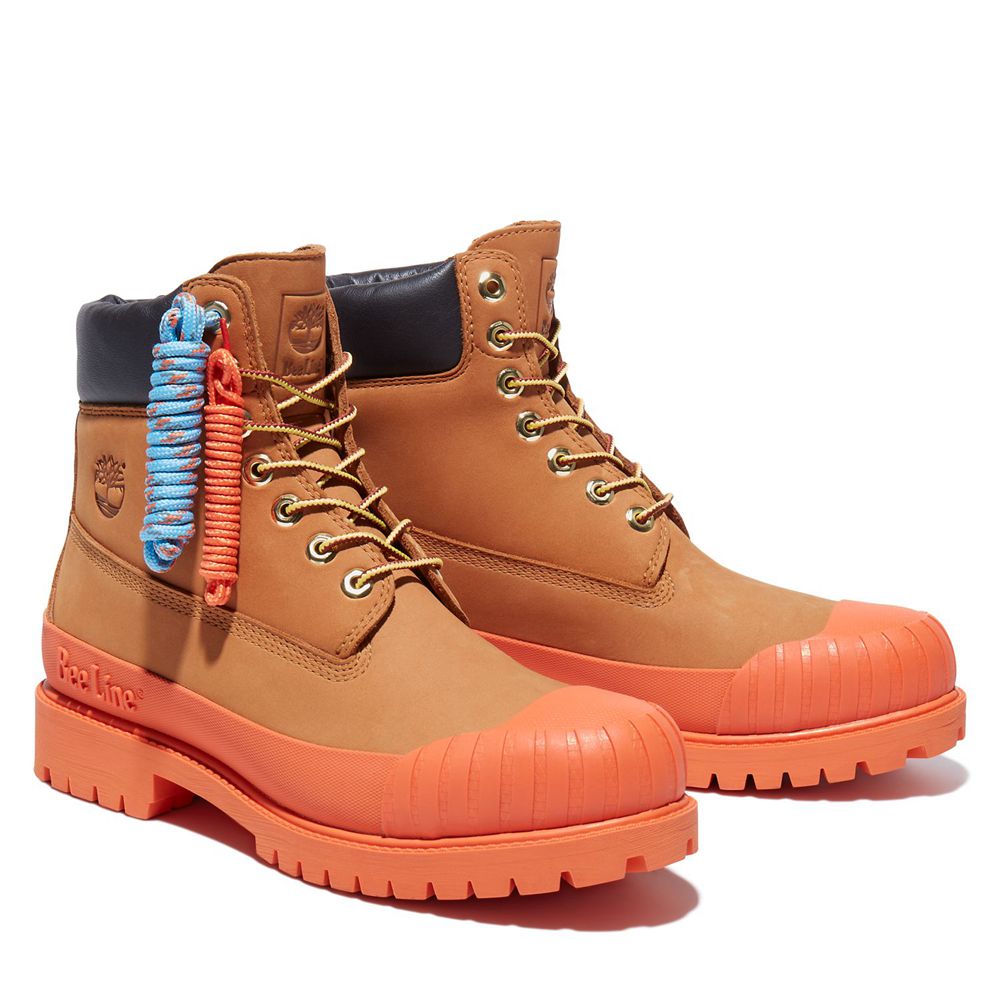 Bototos Timberland Hombre 6-Inch Bee Line X Waterproof Rubber Toe Marrones/Naranjas - Chile TED-6928